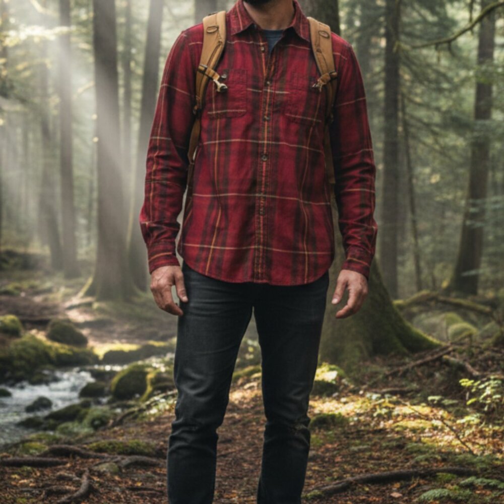 The North Face Men's Red Plaid Button-Up Shirt XL